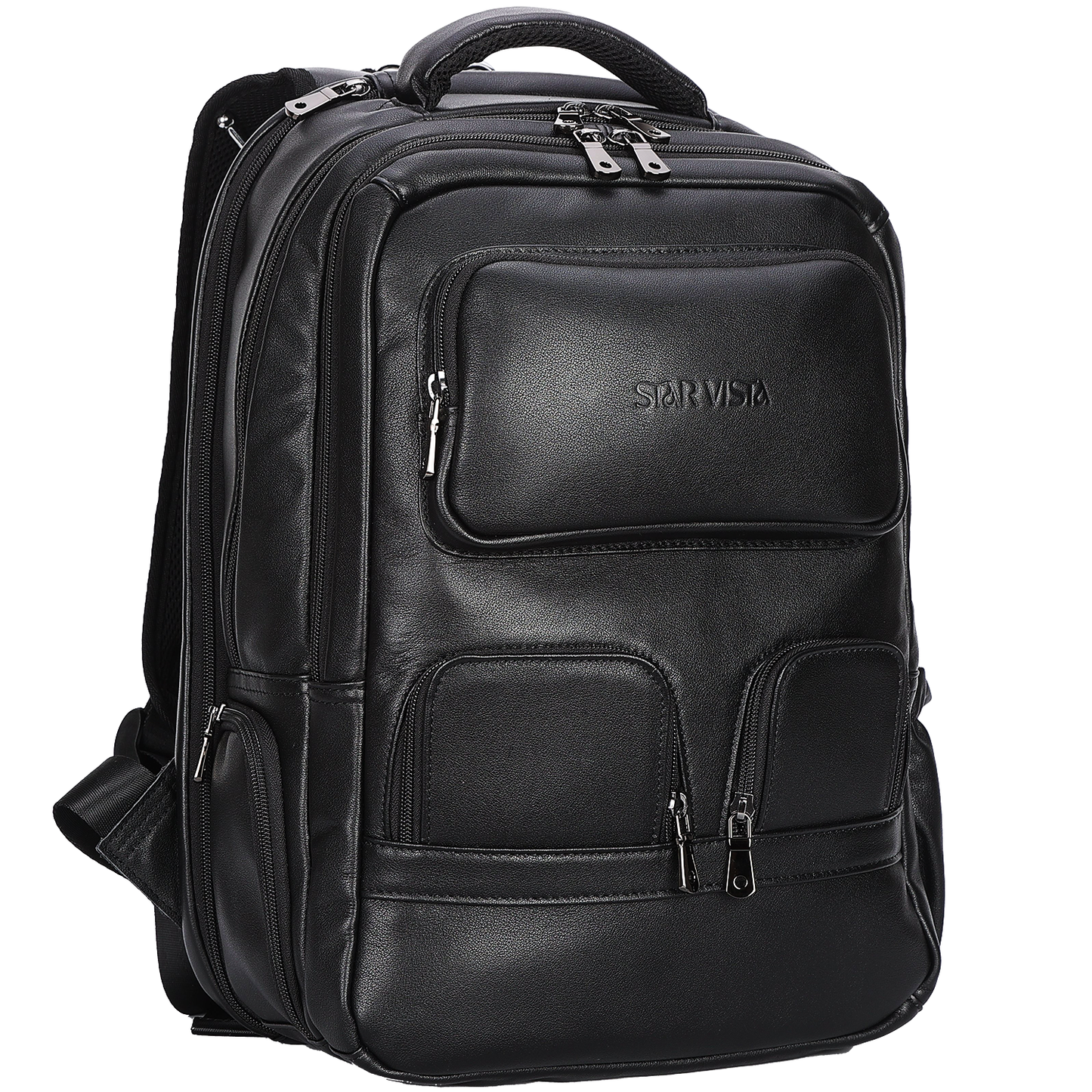 STAR VISTA Antonio 17.3" Vintage Full Grain Leather Laptop Backpack for Men, Multi Pockets, Casual Outdoor Business Travel Rucksack, YKK Zippers, Dark Brown