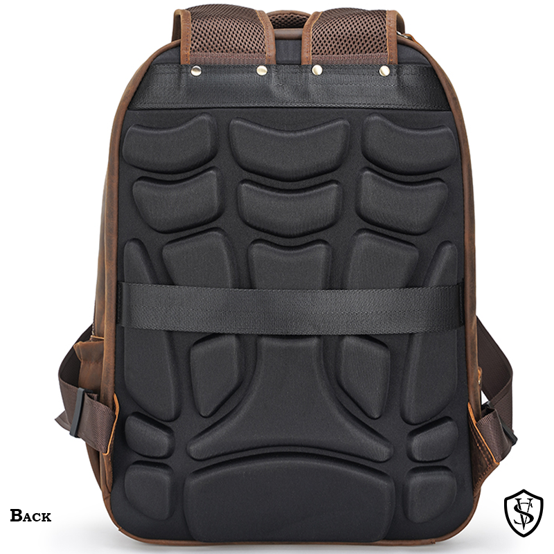 STAR VISTA Antonio 17.3" Vintage Full Grain Leather Laptop Backpack for Men, Multi Pockets, Casual Outdoor Business Travel Rucksack, YKK Zippers, Dark Brown