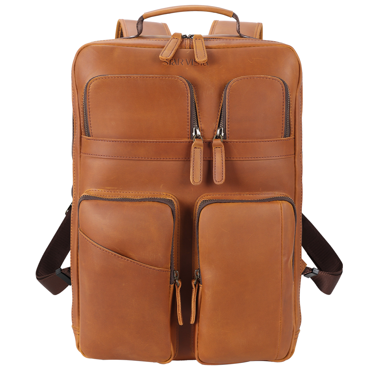 Angelo 17.3" Multi Pockets Vintage Leather Laptop Backpack