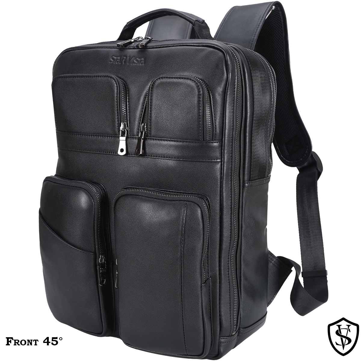 Angelo 17.3" Multi Pockets Vintage Leather Laptop Backpack