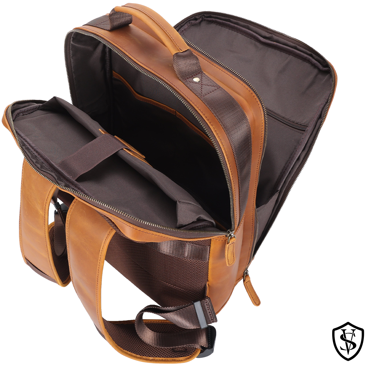 Angelo 17.3" Multi Pockets Vintage Leather Laptop Backpack