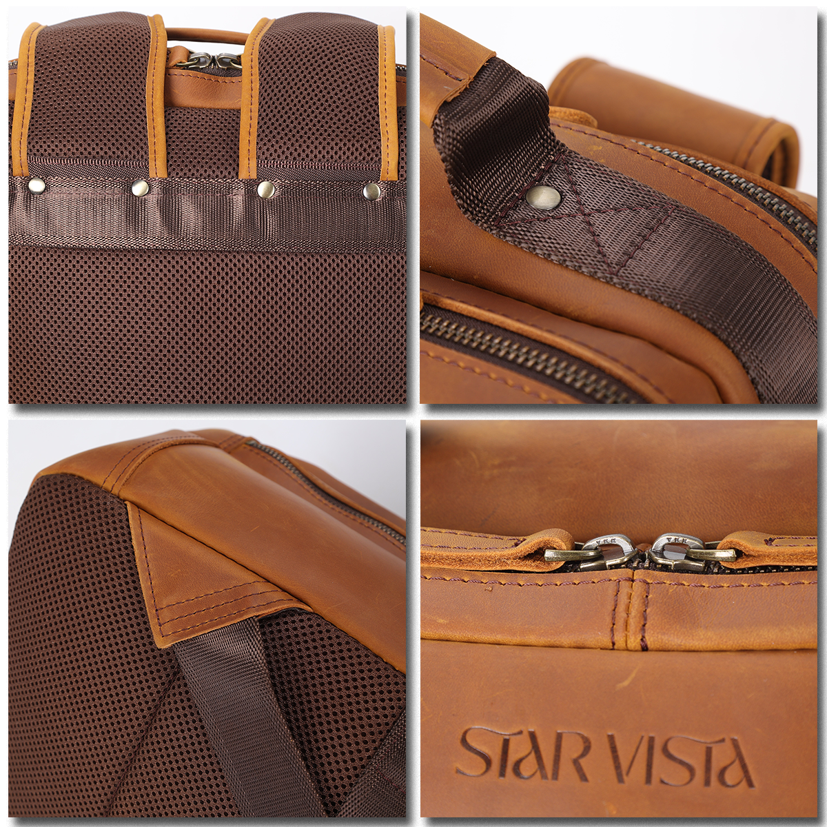 Angelo 17.3" Multi Pockets Vintage Leather Laptop Backpack